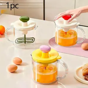 1pc Press Down Mixing Cup, Multi-Functional Filter Cup, Measuring Mixer, Thick Manual Whisk, Cream Whip Baking Mixer, New Kitchen Home Use