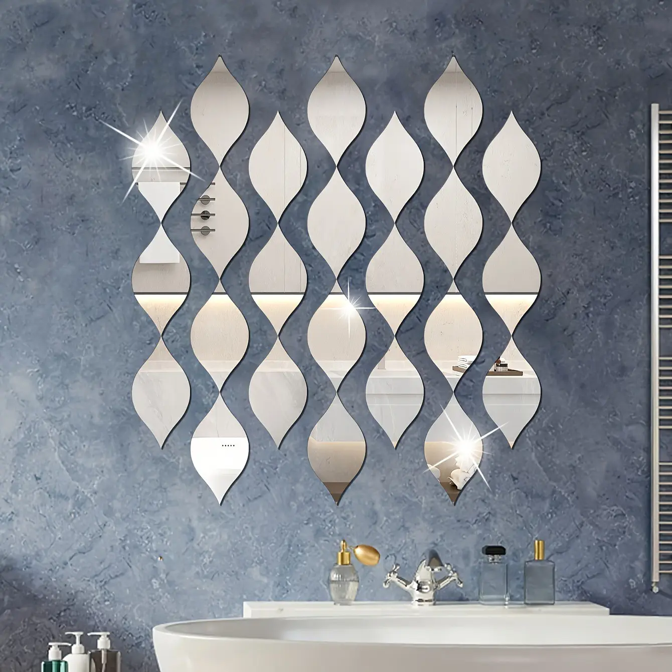 10/30 Pcs Self-Adhesive Teardrop Acrylic Mirror Wall Stickers Shatterproof Decorative Mirror Decals Unique Wall Decor for Home Bathroom Office Background Wall Decoration Items Sticker