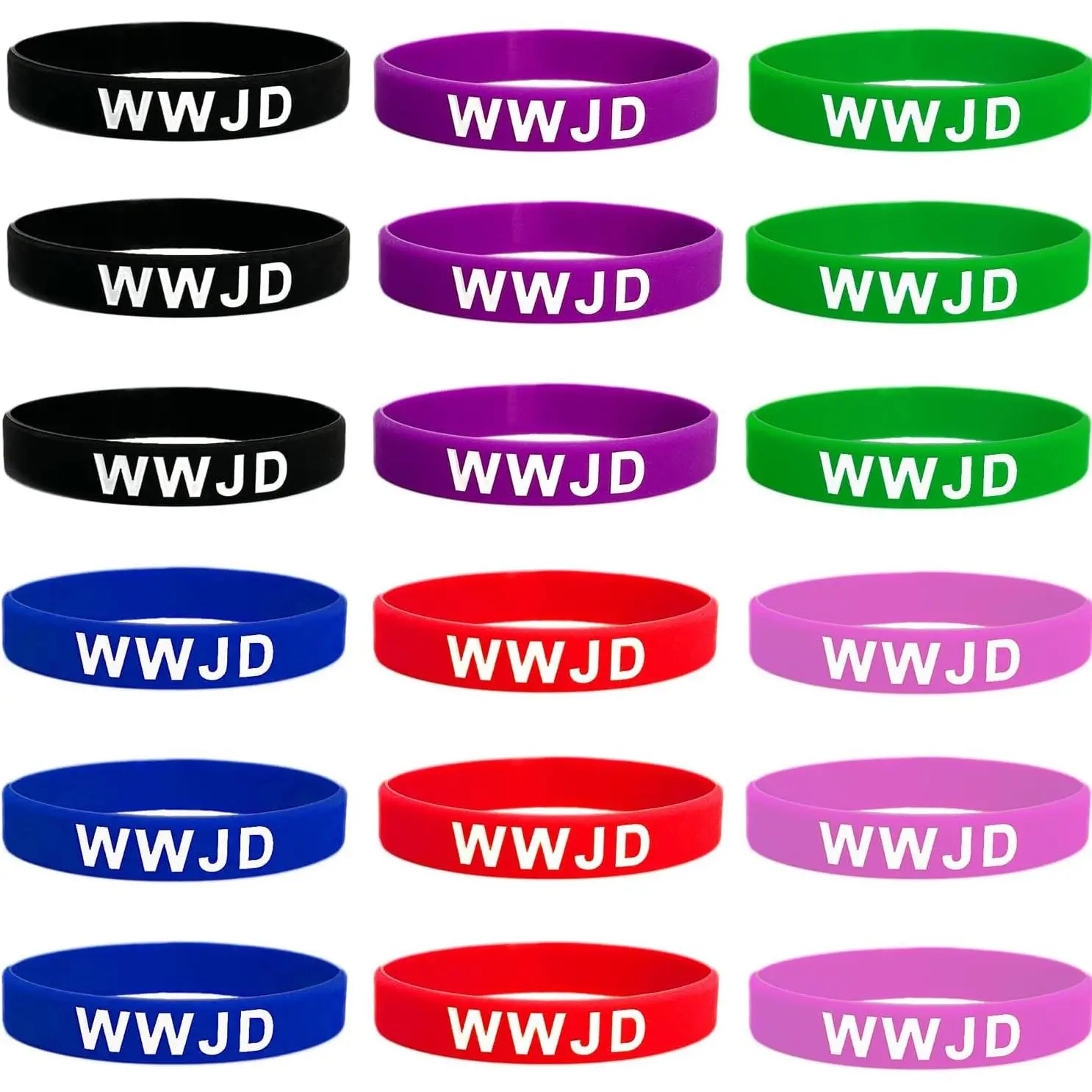 WWJD  Wristbands Set – Christian Faith Bands, Inspirational Wristbands for Religious and Charity Events (18 Pack)