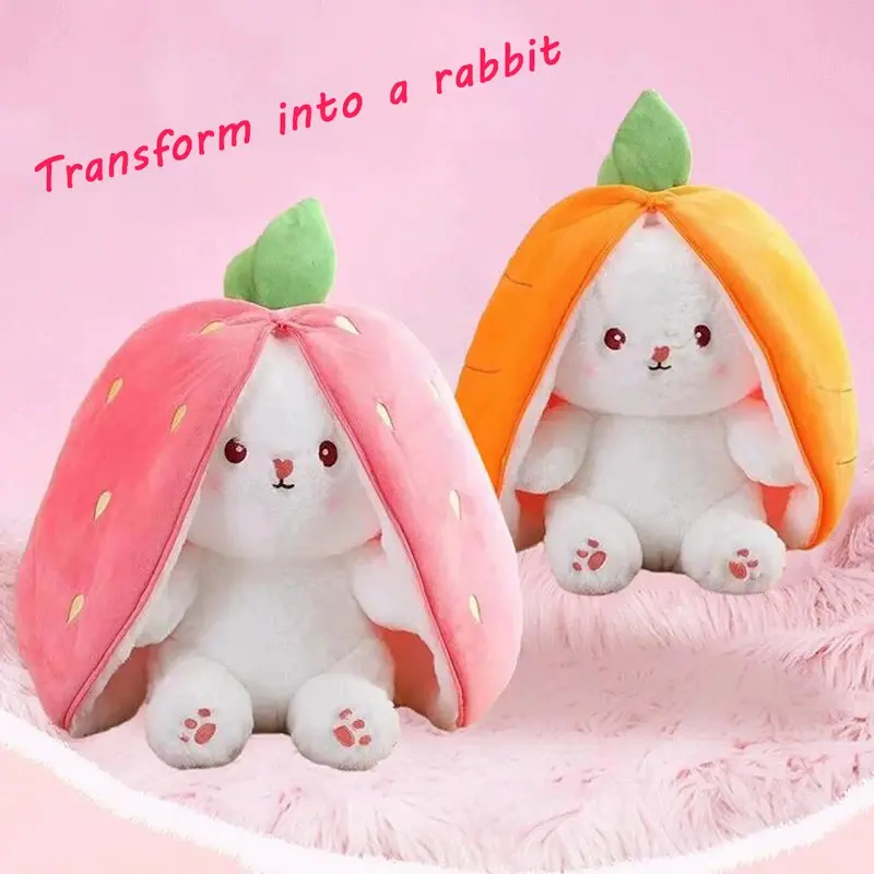 18CM/25CM/35CM Cute Deformed Rabbit Plush Toy Strawberry Carrot Style Delicate And Soft Child Birthday Gift Sleeping Companion