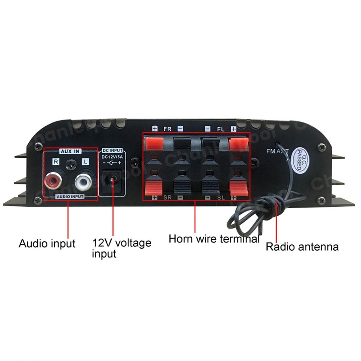 1600W Peak Power HiFi Sound Amplifier Digital 4 Channel Audio Amplifier Bluetooth Karaoke Player FM Radio Support Remote Control