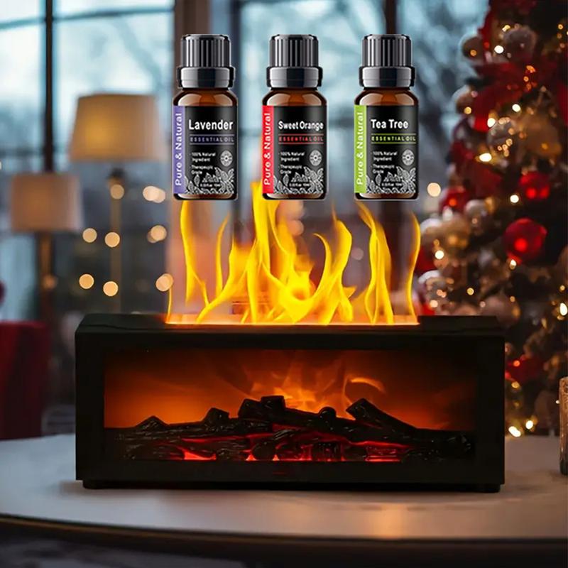 Colorful Flame Fireplace Aroma Diffuser 300ml Waterless Auto-Off Air Humidifier with Timer Remote Control for Home Bedroom Gift auto-off protection bourbon  humidifier home fragrance