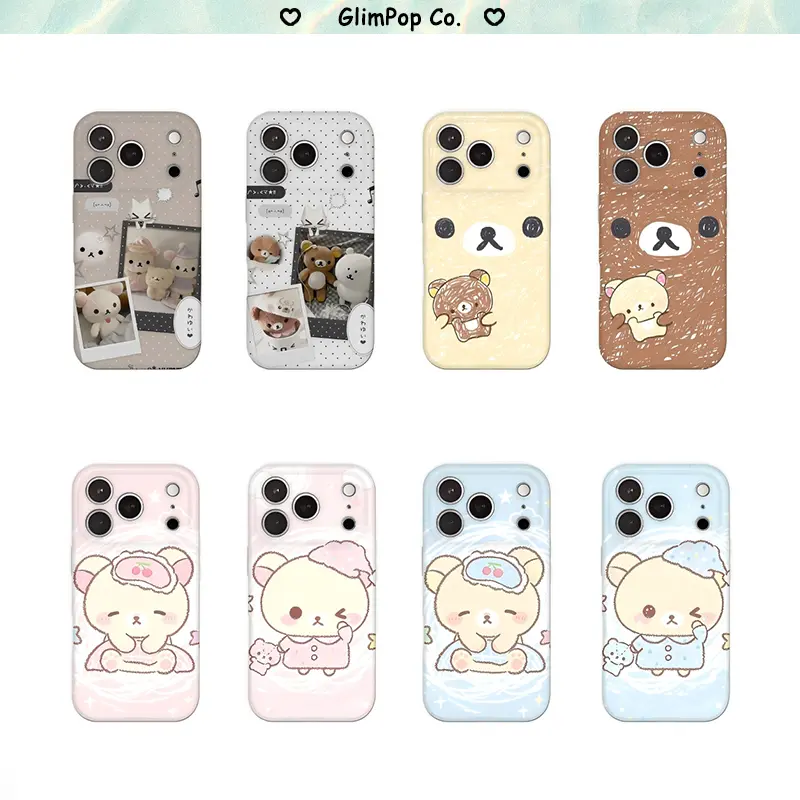 Cute Cartoon R-Rilakkuma 2-in-1 Film Shockproof Phone Case for iPhone 17 16 15 14 13 12 11, Stylish Holiday Gift for Boys & Girls dual-layer protection cover