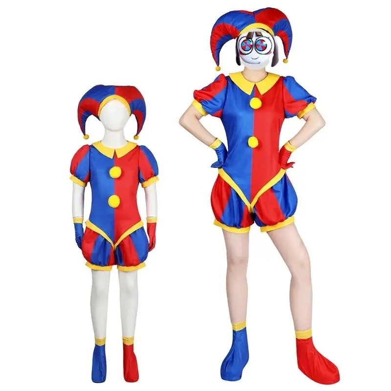 Pomni Cosplay Costume Anime The Amazing Digital Circus Cartoon Uniform Hat Gloves Halloween Party for Women Men Kids Costumes