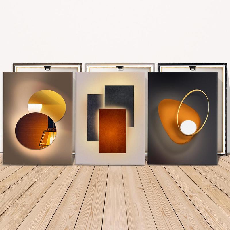 Wooden-Framed Canvas Painting Set, 3 Counts Multi-Dimensional Spray Art Posters, Wall Decor for Living Room, Bedroom and Office