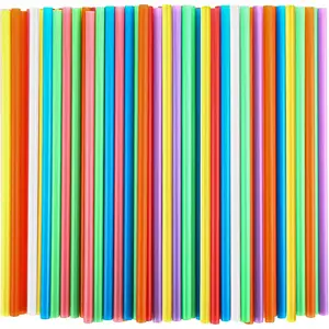 100 Pcs Colorful Plastic Straws, Disposable Drinking Straws, 8.26" Long and 0.23'' Diameter