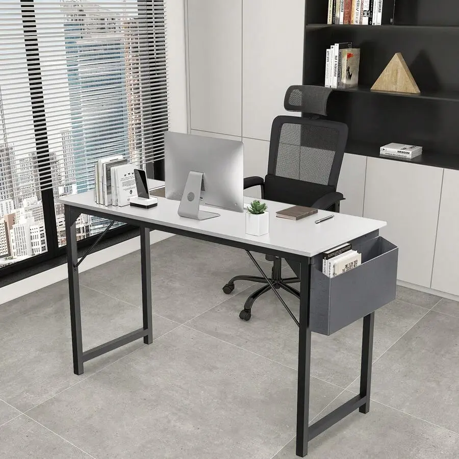 Computer Small Desk, Office 32 Inch Writing Work Study Kids Student Teacher Home Bedroom Table With Metal Frame Wood Tabletop