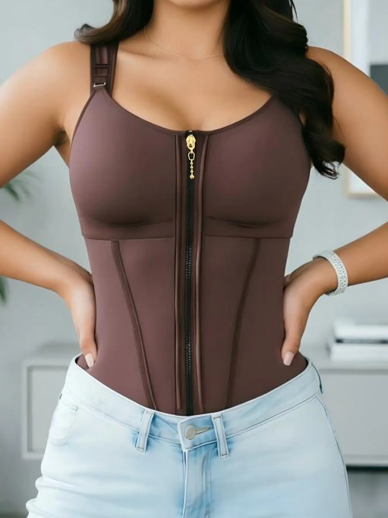 Women's Strong Waist Trainer, Adjustable Three-Row Buckle, Chest Support, Body Shaping Top, Cross-Border Fashion, Comfortable Fit