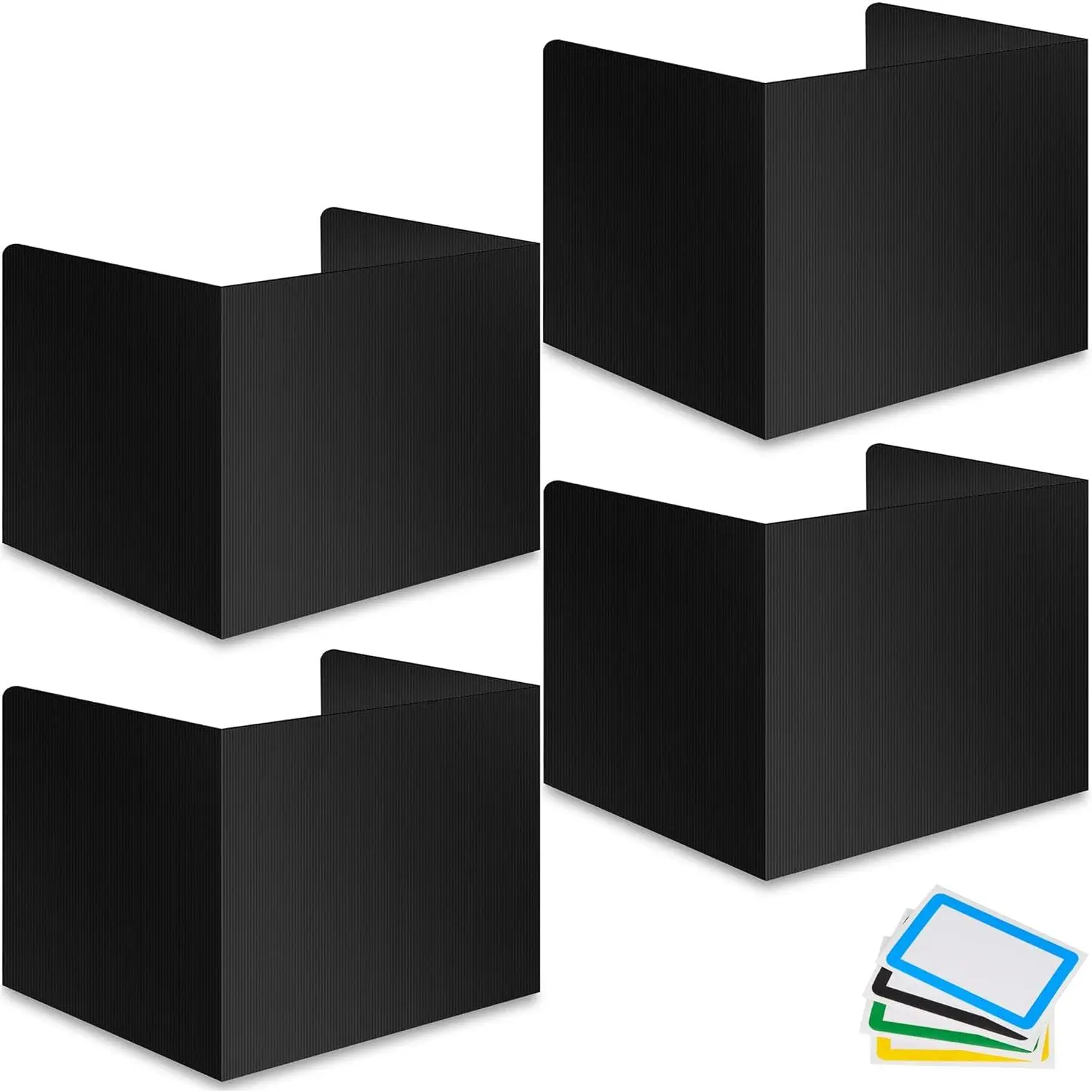 4-Pack Desk Dividers for Students - Durable &  Plastic Study Carrel Divider, Classroom Folders Teacher Supplies, Easy-to-Clean Plastic  Shield Folder Boards for Student Desks, Black