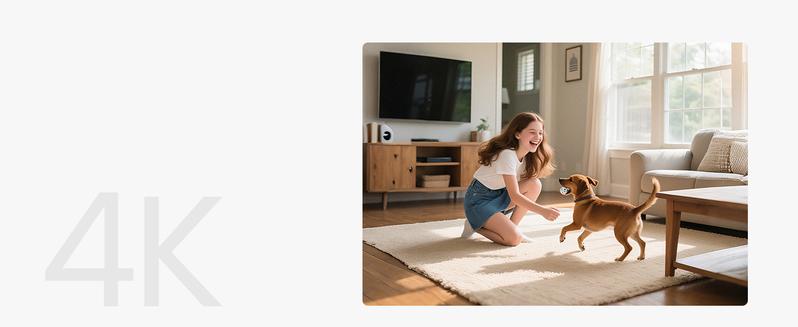 ZOSI 4K Indoor Security Camera C518 Pan/Tilt Pet/Dog/Nanny Plug-in Wifi Camera with Auto Tracking AI Detection 360° View Night Vision 2-Way Audio 5GHz/2.4GHz WiFi 64G Memory Card Included Button Installation