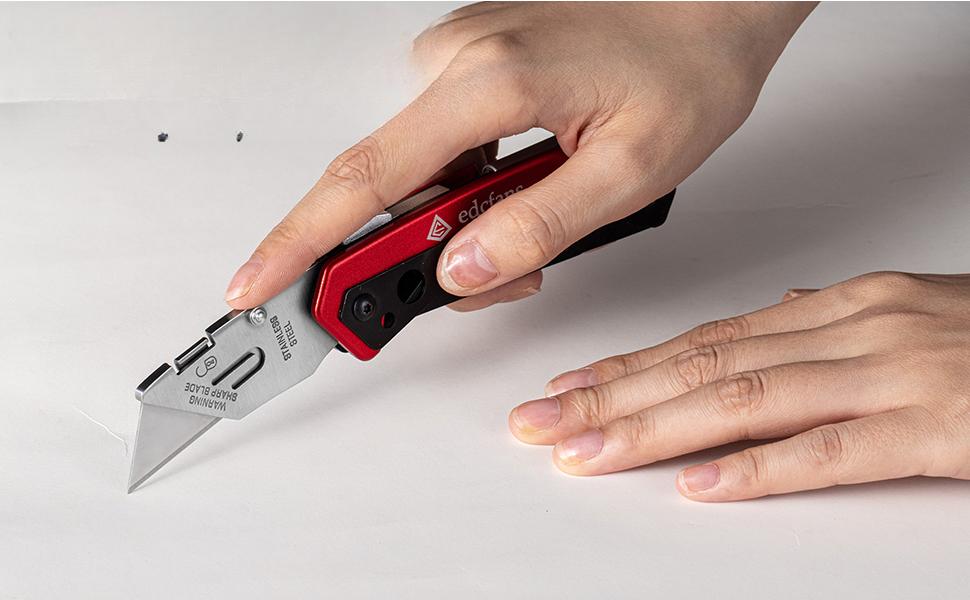 Folding Utility Box Cutter with 5 Razor Blades, Pocket Utility Knives, Screwdriver, Saw, Lock Design, Clip and Holder for Belt, EDC Heavy Duty Work Knifes, Fathers Day Dad Gifts for Papa