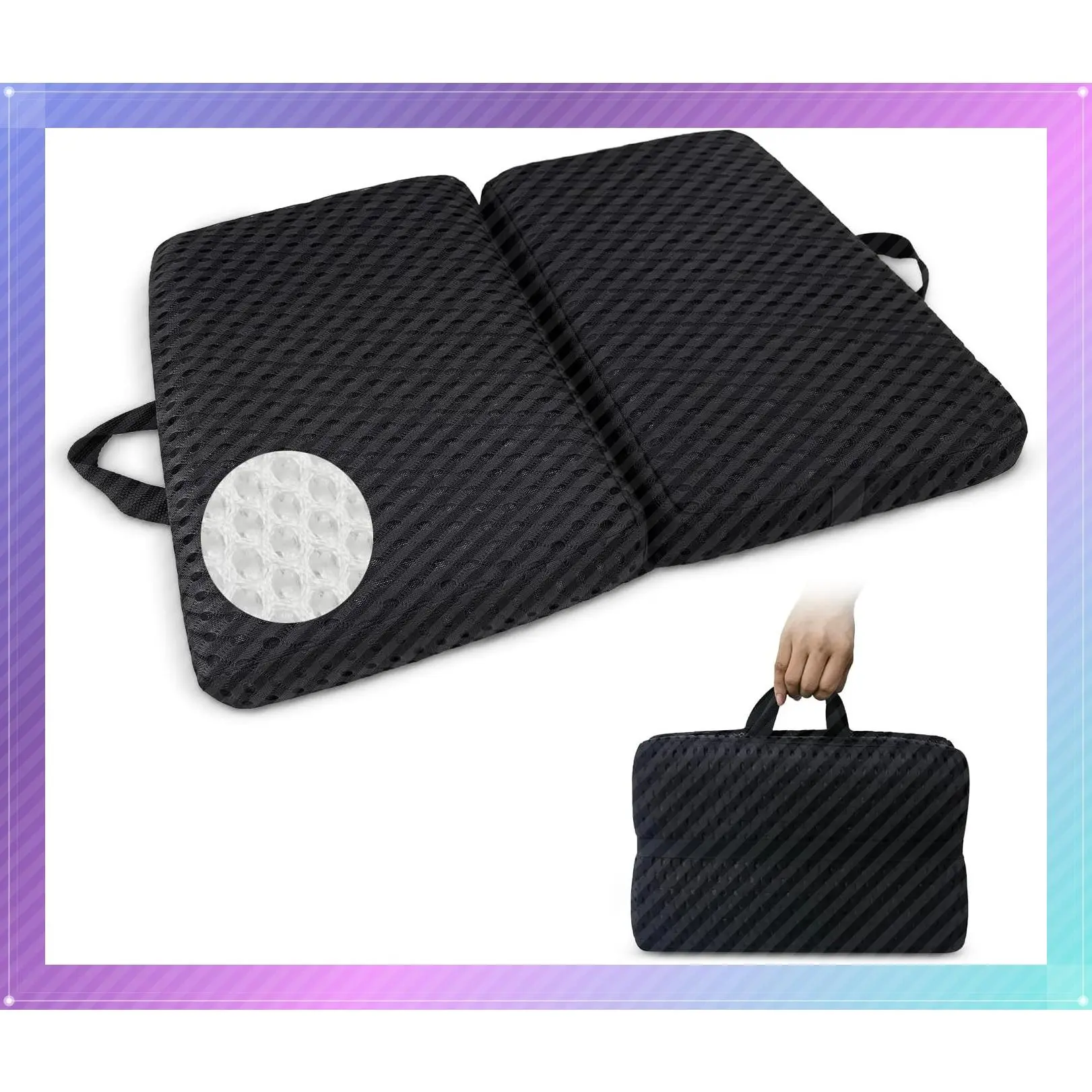 Portable Foldable Seat Cushion Soft Thick 3D Mesh Breathable for Stadium Bleacher Airplane Travel Camping OfficeGift