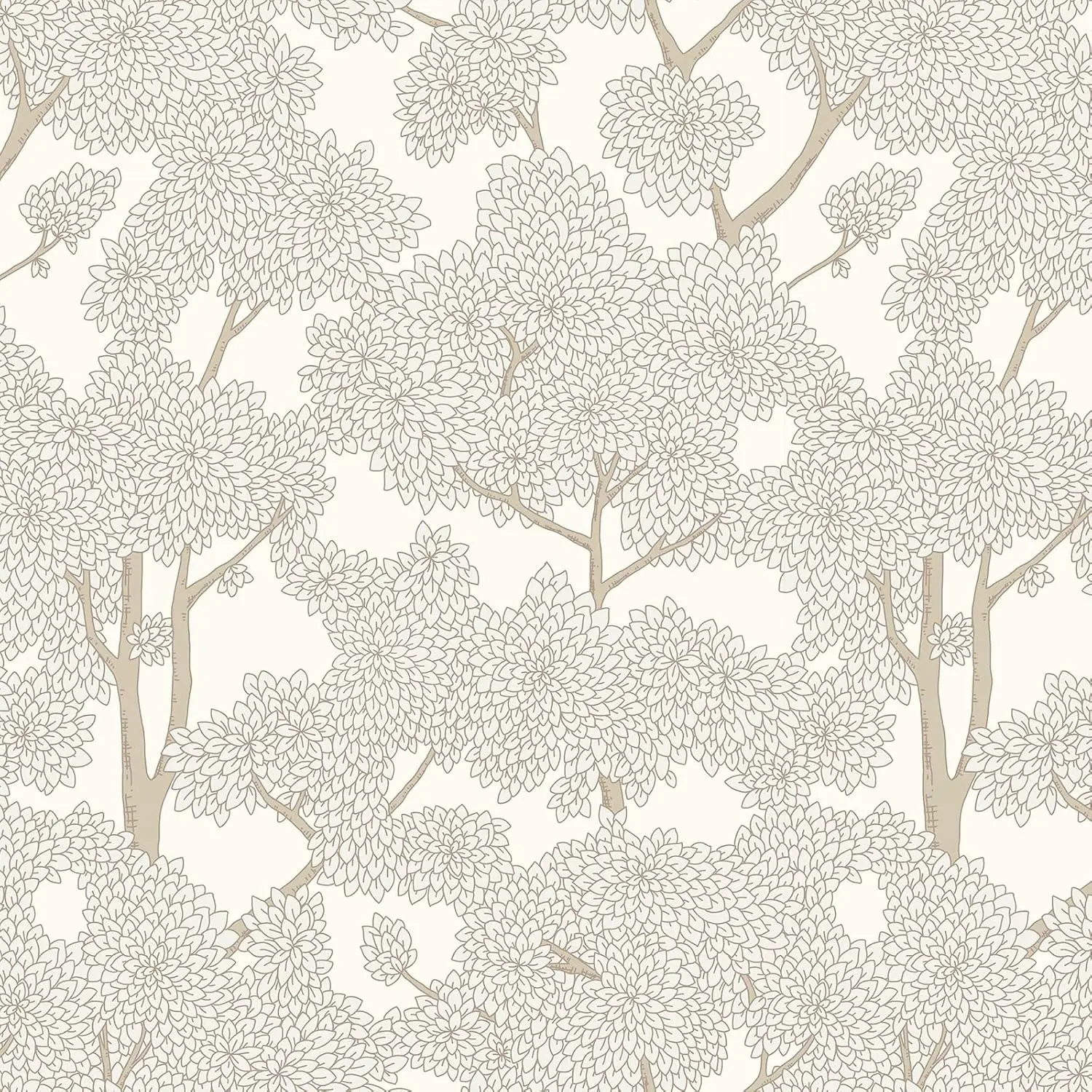 Peel and Stick Jungle Forest Mural Wallpaper Modern Waterproof Self Adhesive Contact Paper 17.3" x 120" Cream