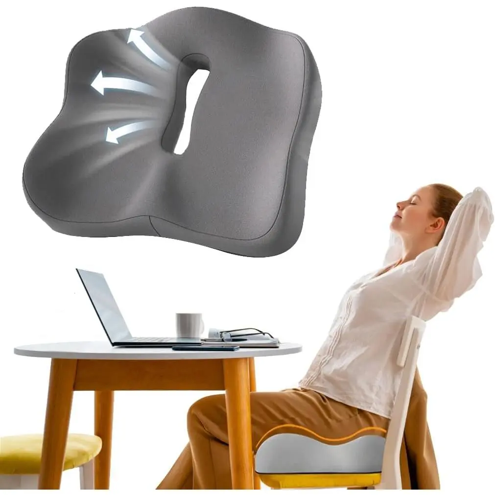 Memory Foam Seat Cushion, Pressure Relief Pad for Sciatica, Tailbone, Coccyx & Back Pain, Hip for Office Chairs