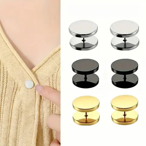 Women Modesty Pins for Shirts, Anti Exposure Brooch, Brooch Pin Clip, No Sew Safety Button Covers, 6 Pcs, Ideal for V Neck Dress, Daily Wear Accessories