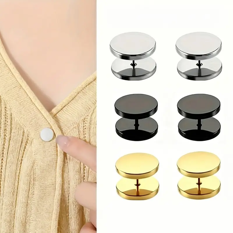 Women Modesty Pins for Shirts, Anti Exposure Brooch, Brooch Pin Clip, No Sew Safety Button Covers, 6 Pcs, Ideal for V Neck Dress, Daily Wear Accessories