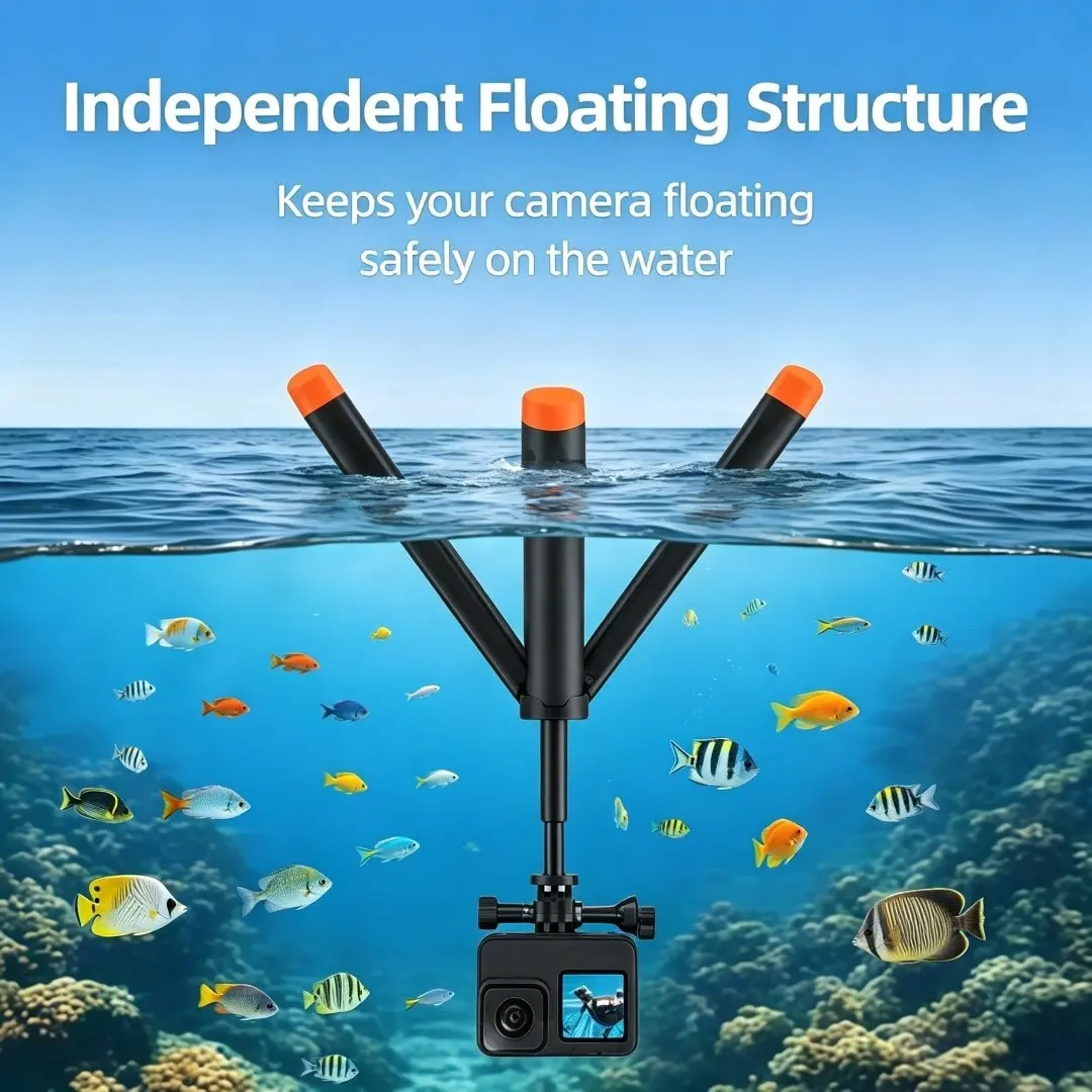 A 4-in-1 floating selfie pole tripod suitable for Action 5 Pro, a waterproof extendable single-arm pole with a height adjustable range of 9.25–22.44 inches, compatible with X4, X3 and Ace Pro 2, Sports Camera Accessories