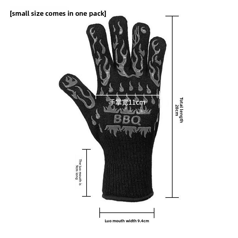 Heat Resistant 500°F Flame Retardant Fireproof Silicone Gloves for Kitchen Oven Microwave Anti-Scald Insulation