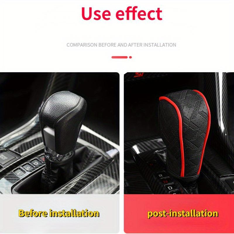 Car Gear Shift Knob Cover, Automatic Shift Knob, PU Leather Hand Brake Anti-slip Protective Case, Auto Interior Accessories Decorations