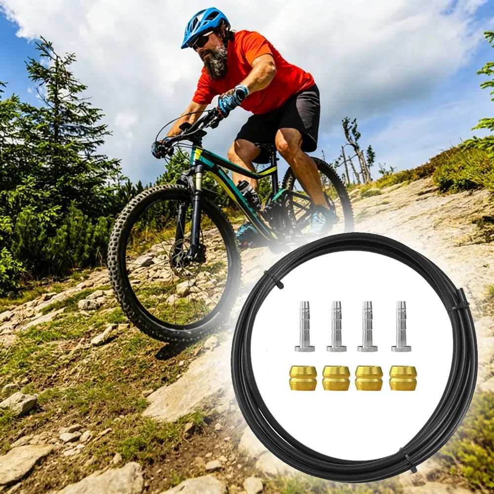 1Set Mountain Bike Brake Oil Hose, Hydraulic Brake Pipe with Oil Needles and Sealing Rings, Durable Brake Accessory Replacement Set