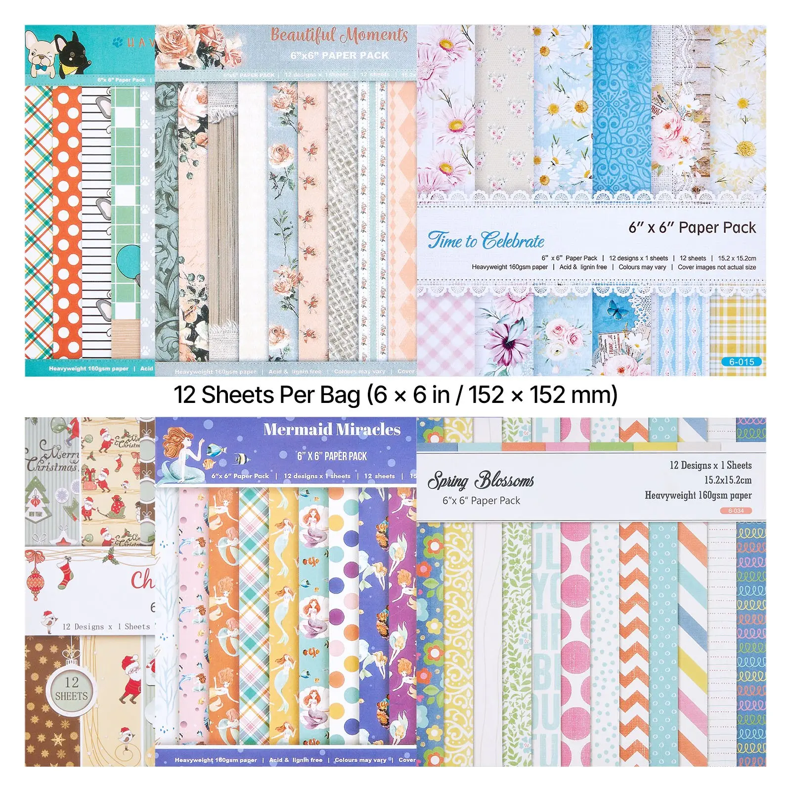 VEVOR Double-Sided Scrapbook Paper Set, 72 Sheets, 6x6 in Mixed Special Paper, Vibrant Patterns, Compatible with VEVOR Die Cutting & Embossing Machine for Scrapbooking, DIY Crafts
