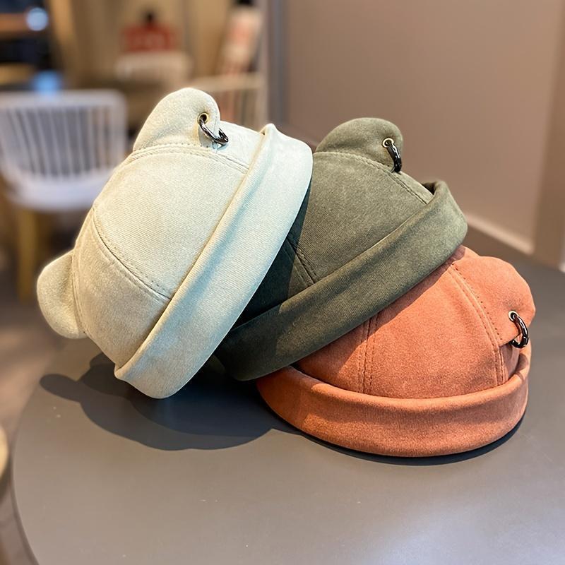 Unisex Brimless Cap with Rolled Cuff Machine Washable Fits All Head Sizes Perfect for Daily Errands Sports & Casual Outings Bear Ear Design