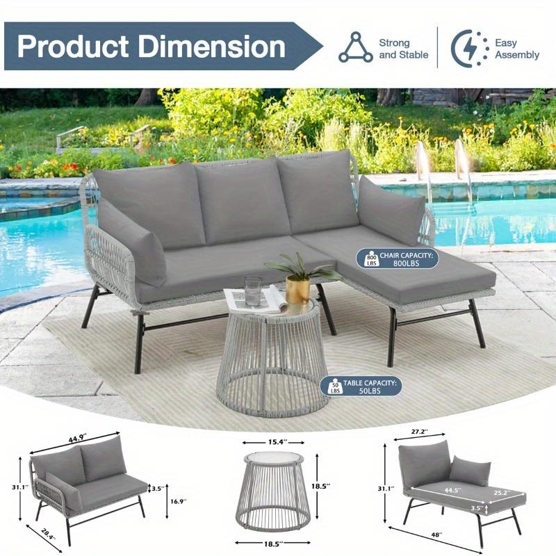 5-Person Modular Patio Conversation Set in Gray-Weather-Resistant Cushioned Sectional with Interchangeable Modules, Durable All-Weather Wicker Construction, UV-Protected Gray Fabric Cushions with Removable/Washable Covers