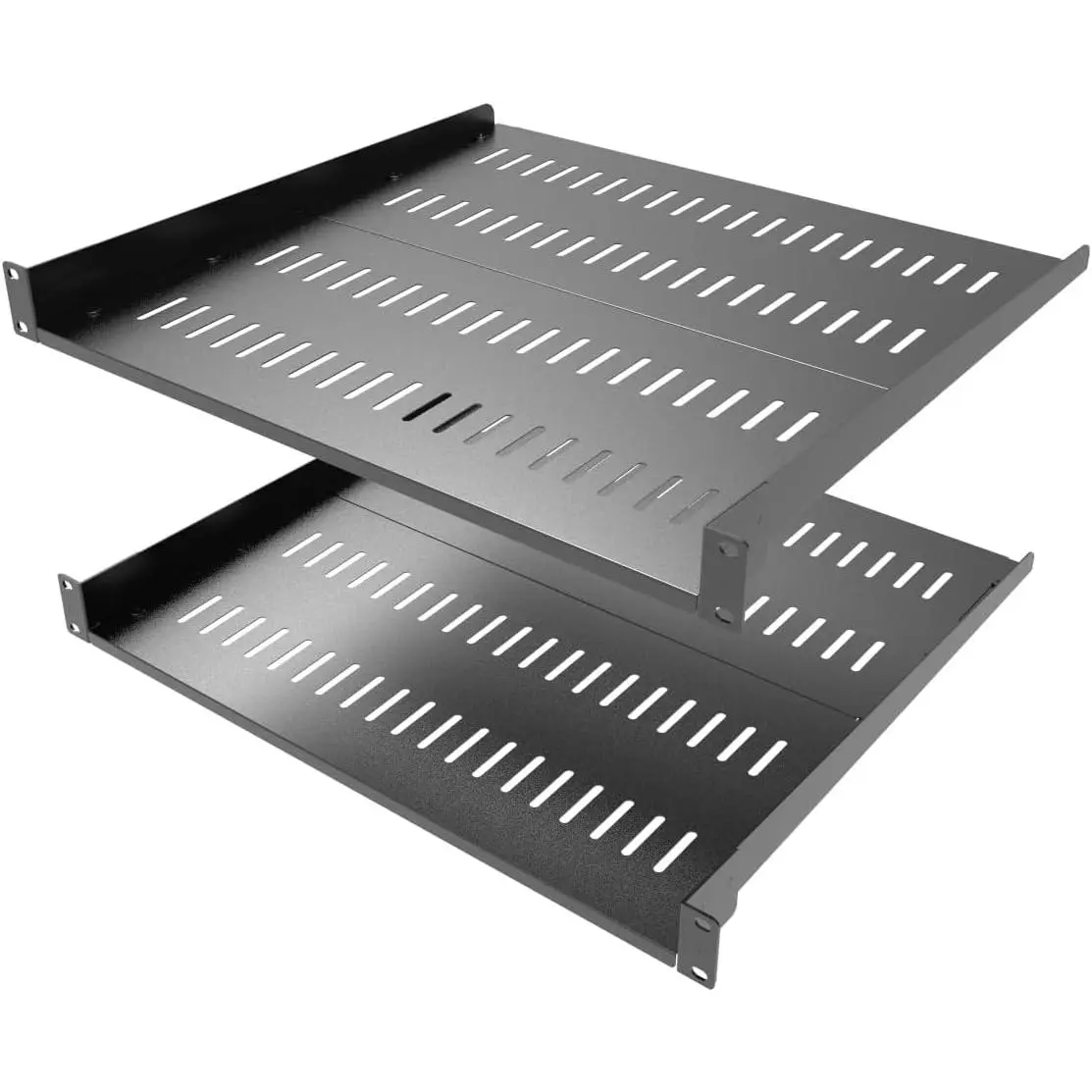 1U Vented Server Rack Shelf Depth Adjustable 14-17", 2 count