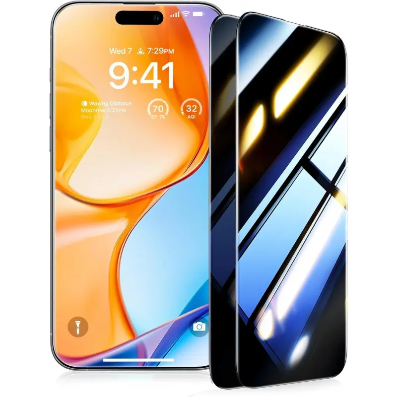 Tempered Glass Privacy Screen Protector for iPhone 17/16/15/14/13 Pro Max - 9H+ Hardness, No.1 Military Grade Shatterproof, 100% Anti-Peek Privacy, Phone Accessories for Protection of Your Devices