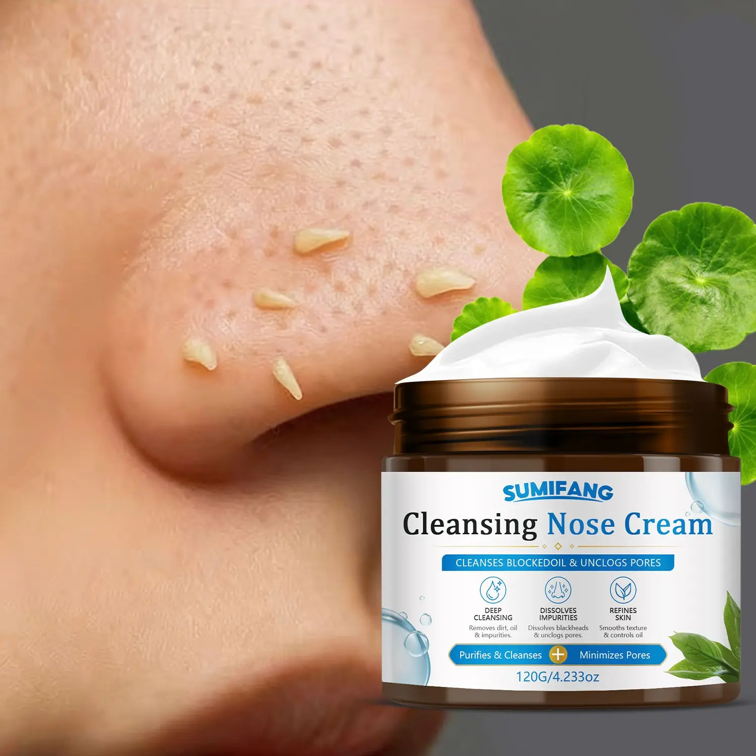 Blackhead Skin Cleanser Cream, Tighten Pores, Deep Exfoliation, Gentle Cleaning, Smooth Skin, Improves Texture, Suitable for All Skin Types, 120g