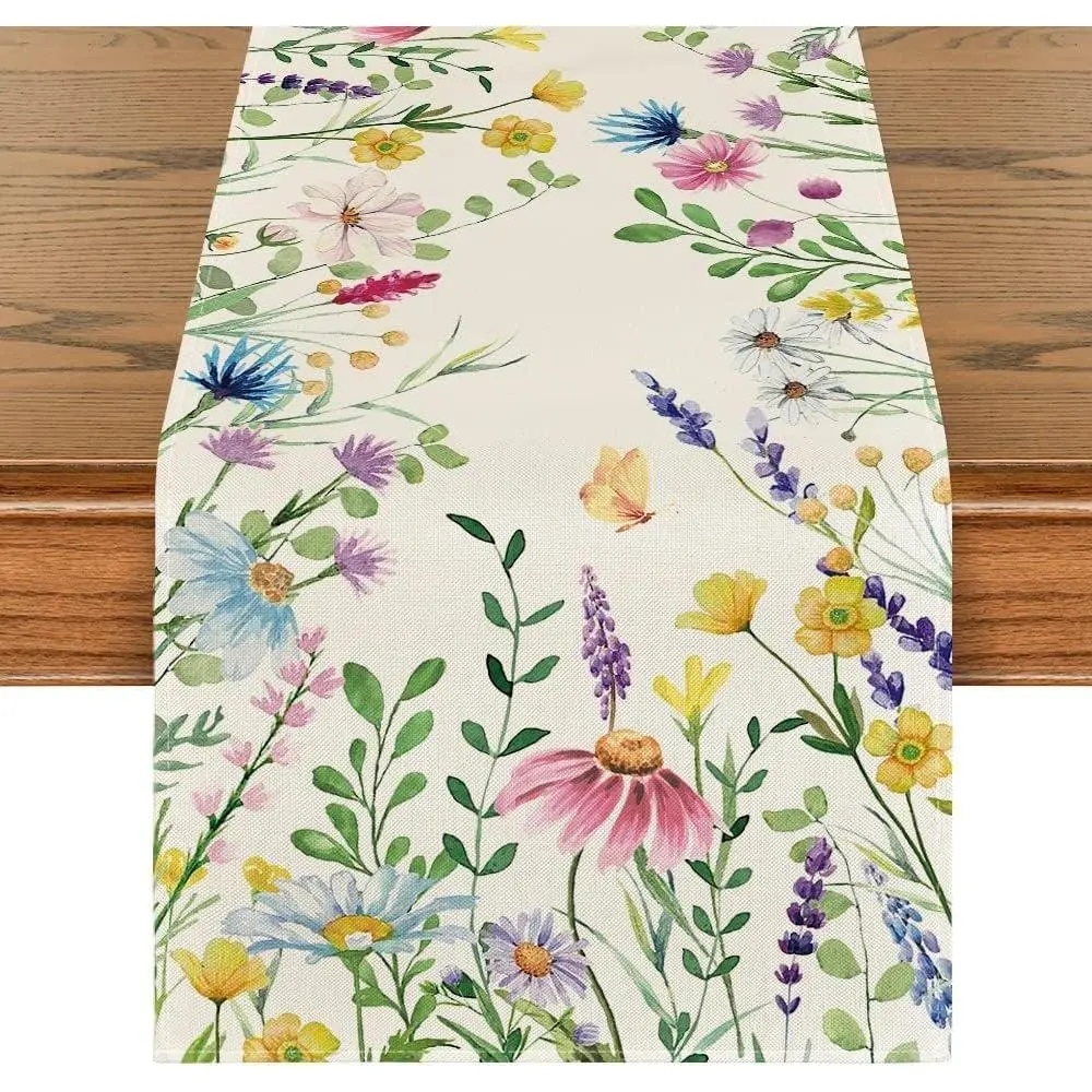 Spring Color  Table Runner 13x72 Inch Spring Kitchen Dining Table Decoration for  Party Summer Decor