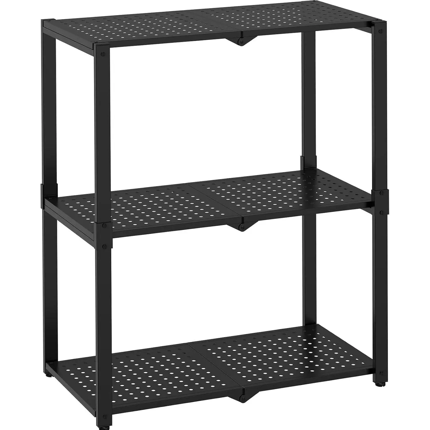 3-Shelf Storage Shelving Unit Metal Rack Heavy-Duty 28"x13.5"x33.5" for Garage, Kitchen and Bedroom Layers Increased Black