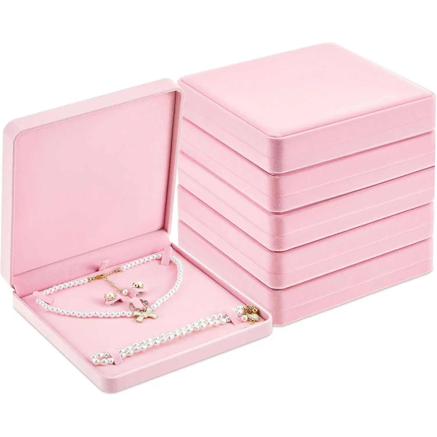 6 count   Set Box  Display Case Earring Ring Bracelet Necklace  Box  Necklace Storage Case for Mother's Day Wedding Travel Anniversary()