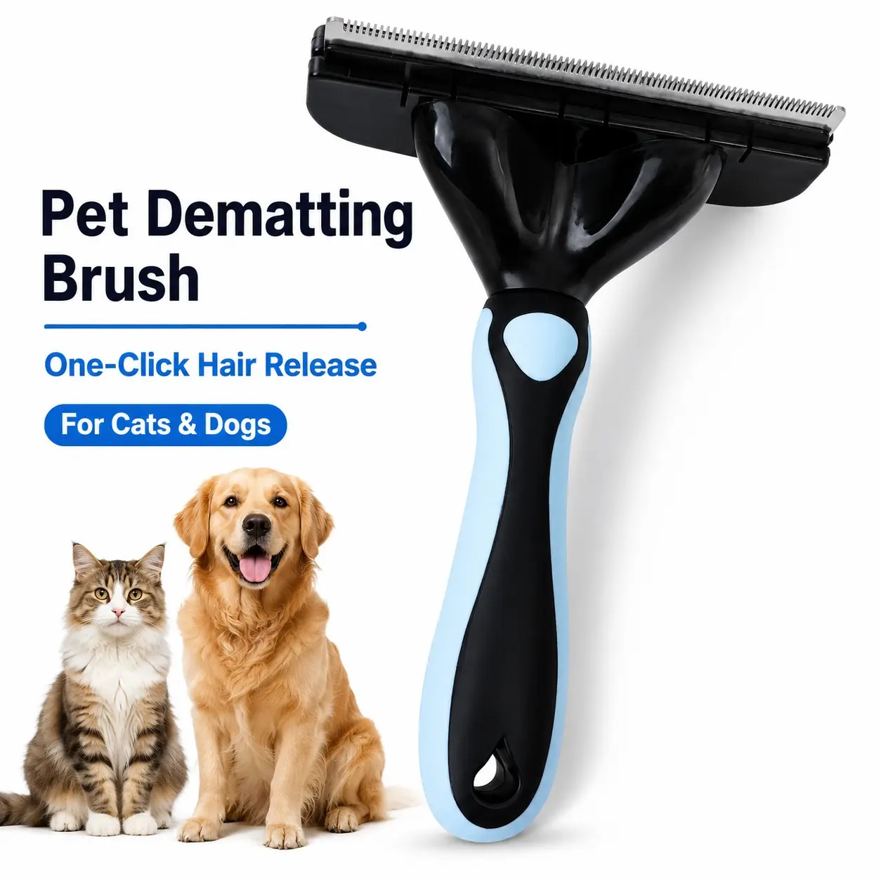 Pet Hair Remover Tool, One-Button Cat Dog Shedding Brush, Universal Automatic Fur Remover, Pet Grooming Essential, Easy Cleanup
