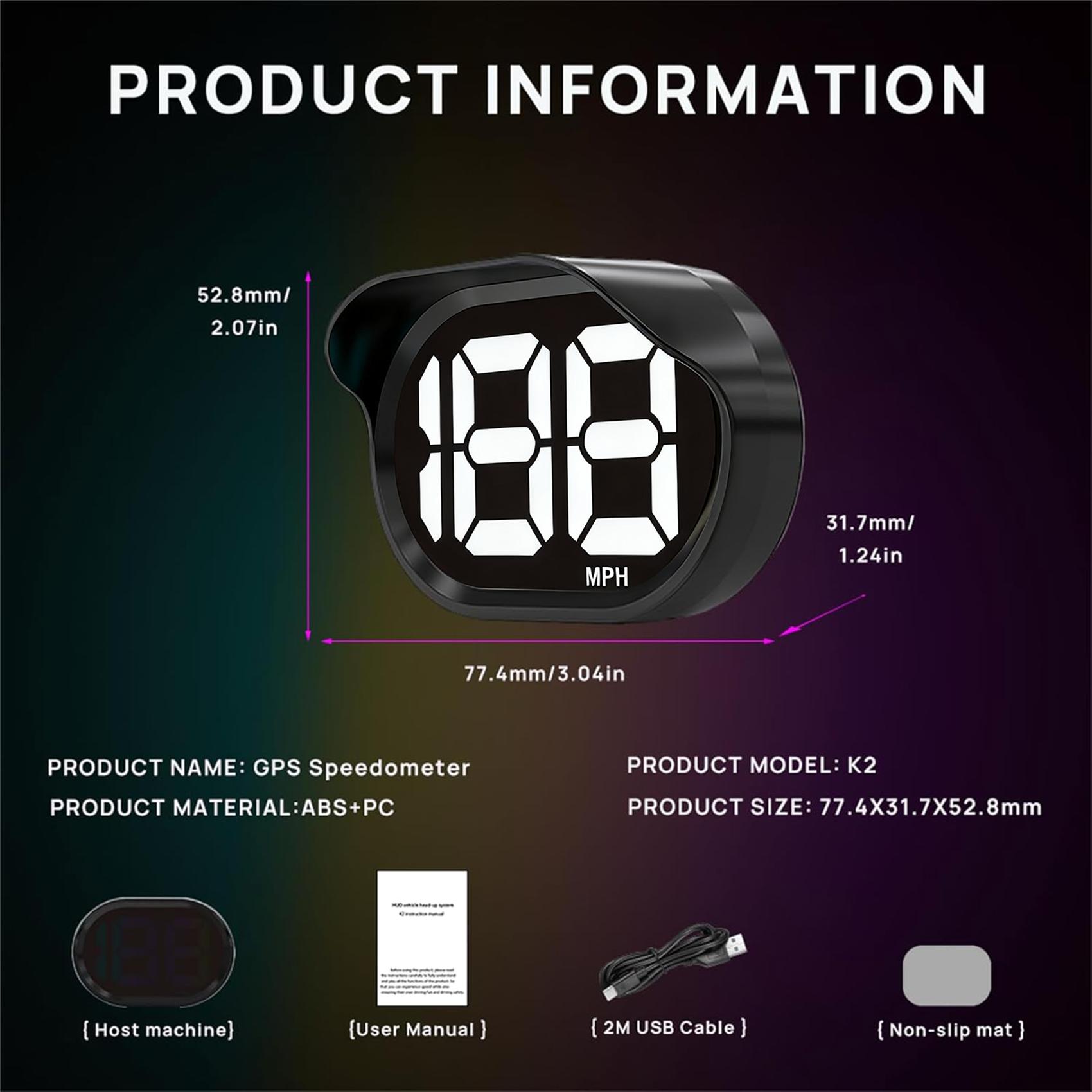 GPS Digital Speedometer for Car MPH, USB Connect Plug and Play for Car Truck Motor SUV All Vehicles