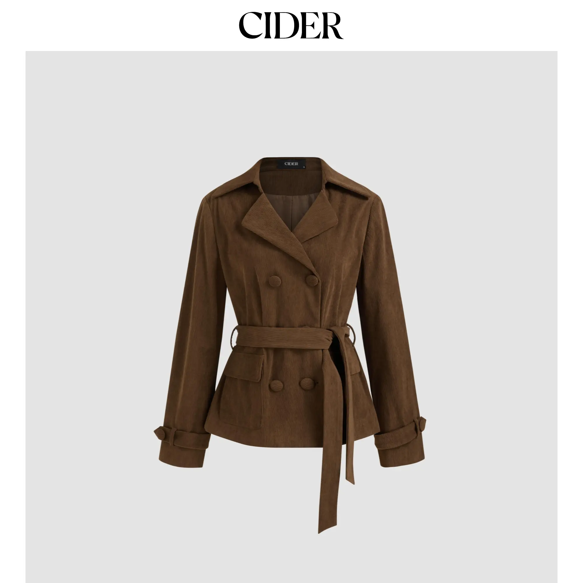 Cider [size 2-10] Corduroy Double Breasted Jacket With Belt SohoChic