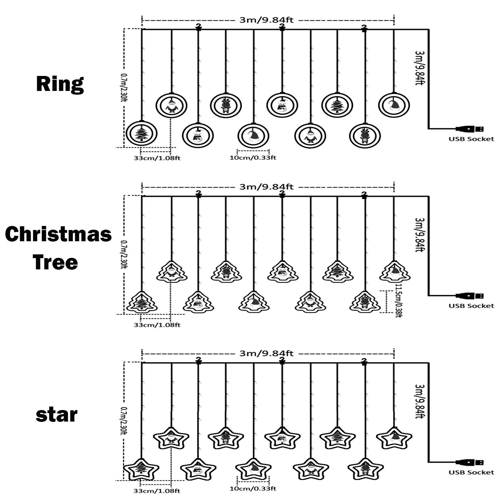 1PC Christmas Window Light,  Ornament LED Curtain Lights ,USB Powered DIY Light String with Remote Control, Cartoon Shape LED Lantern for Bedroom Patio Garden Party Home Indoor Outdoor Decor, Lighted Lantern