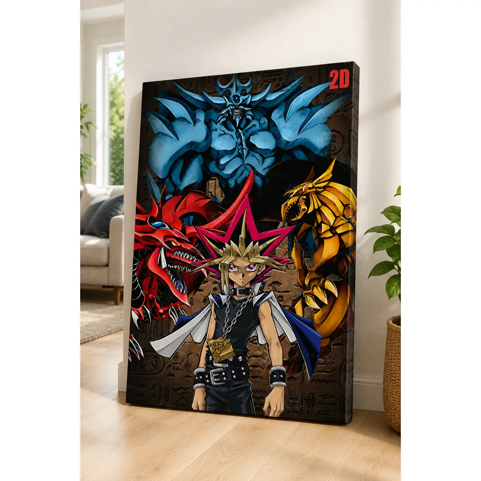Yu-Gi-Oh!Anime Canvas Wall Art| Aesthetic 90s Retro Poster for Bedroom, Living Room, Teen Room & Gaming Setup| Yugi Muto with Egyptian Dragons| Modern Minimalist Anime Decor| Bold Color Pop Art| Perfect Gift for Otaku & 90s Nostalgia Fans| Unframed