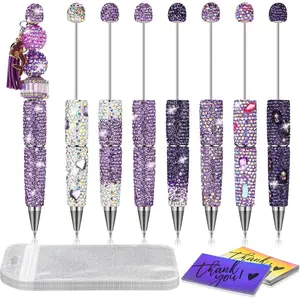 7 count Christmas Beaded Pens Glitter Rhinestone Pen Making Kit  Ballpoint  Bling for DIY Craft Holiday Gifts()