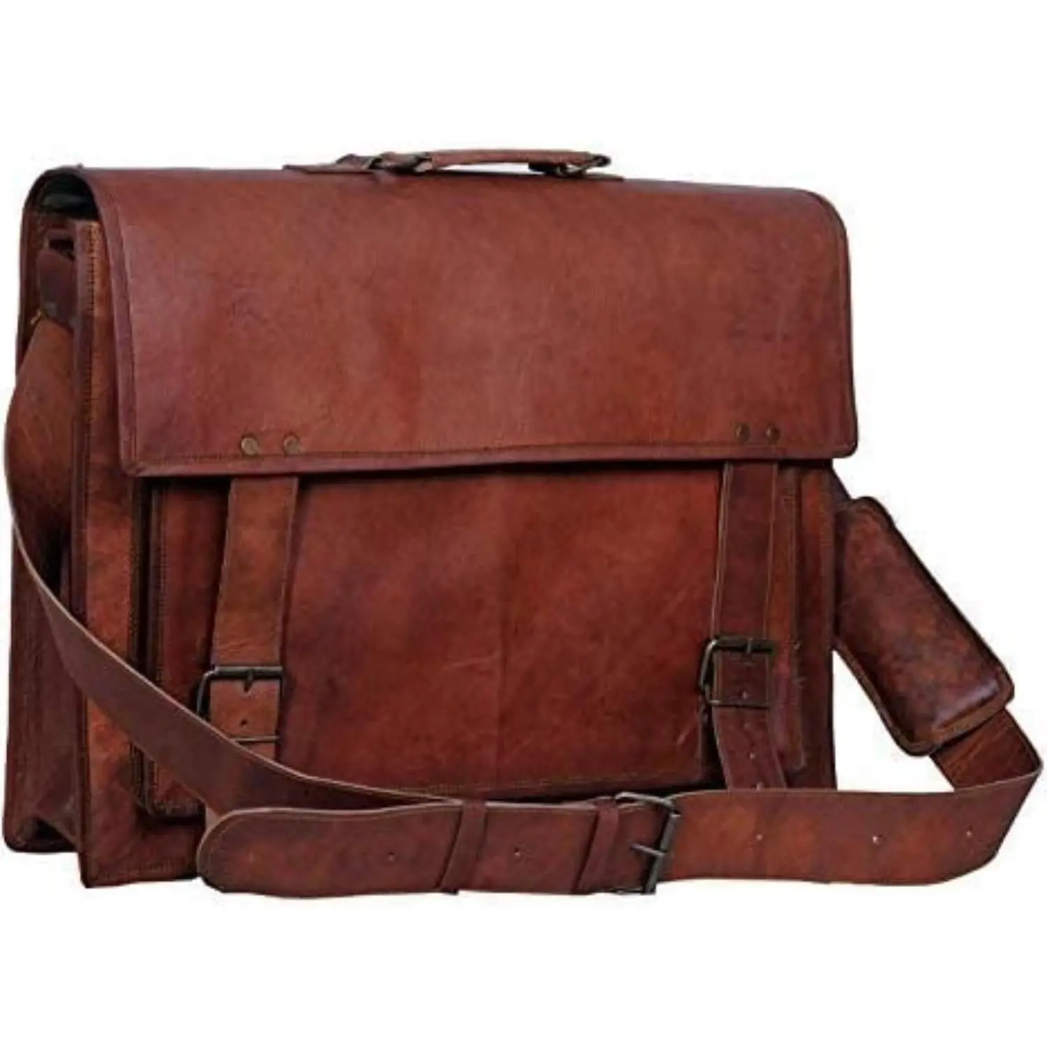 Briefcase for Men and Women 18 inch   Messenger Bag for Laptop   Satchel Distressed Bag (Single Pocket)