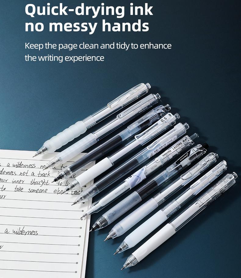 3 styles, 10 pens each, simple solid translucent dual design gel pens 0.5mm, smooth non bleeding quick dry pens exams practice, DIY study office writing, large capacity black gel pens