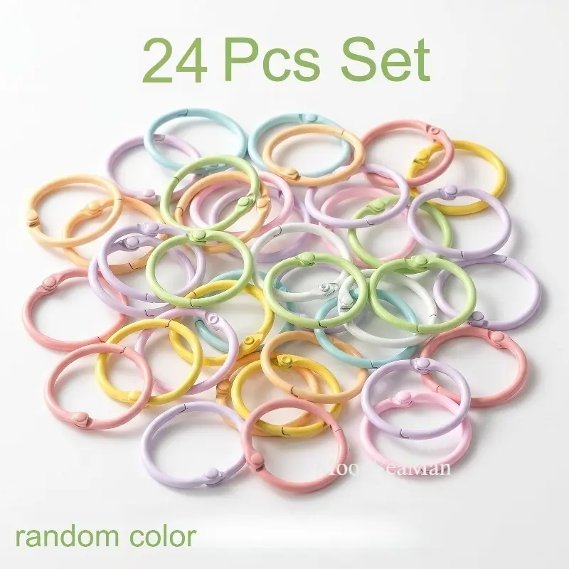 24Pcs Pastel Macaron Metal Binder Rings Reusable Openable Split Rings Random Color For Flashcards Planner Scrapbook Album Keychain DIY Crafts Office School Supplies For Students Handmade Lovers Back To School Holiday Handcraft Decor