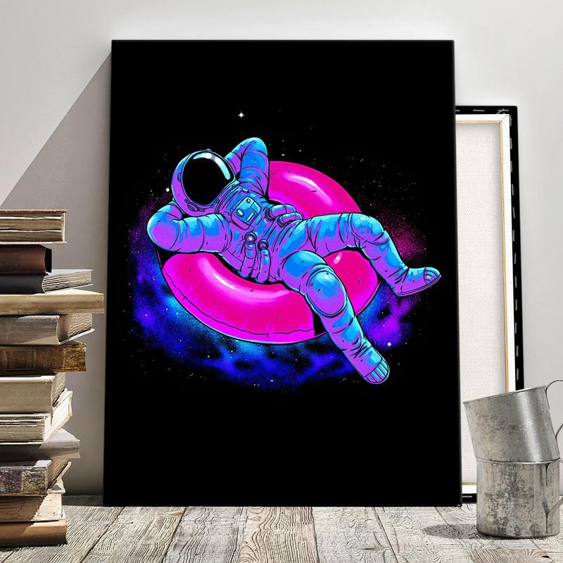 Astronaut Pattern Canvas Painting with Frame, Modern Wall Art Poster, Wall Decor for Home Living Room Bedroom Office