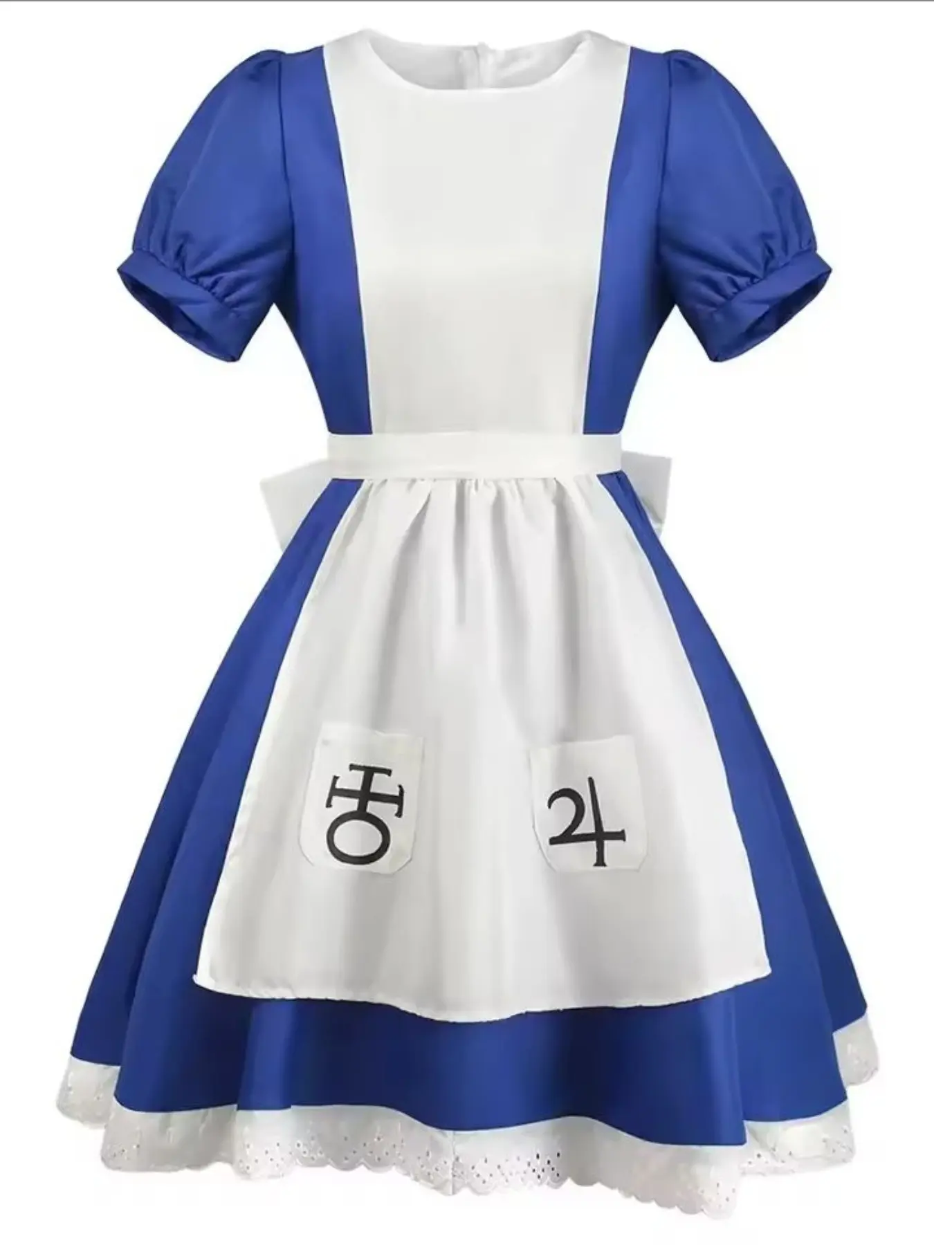 Alice Madness Returns Costume Dress, Female Anime Girl Halloween Party, Fitted Cartoon Pattern Dress for All Seasons