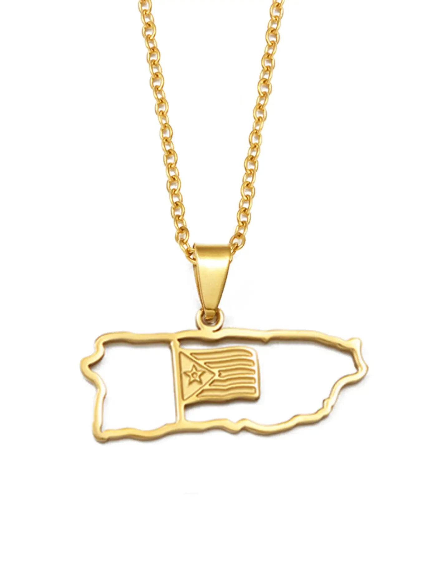 1pc Puerto Rico Map Flag Boricua Masks Frog Traditional Symbol PR Pendant Casual Style Necklaces For Women Stainless Steel Jewelry