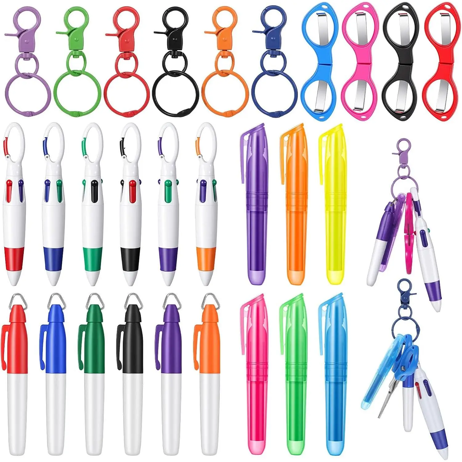 60 count Nurse Pen Set with Badge Reel Accessories, Badge , Retractable Highlighters, Permanent Markers for  Professionals (Multicolor)