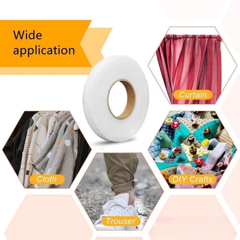 2pcs 2cm x 60m Non-Woven Fusible Bonding Tape, Iron-On Hem Tape for Home DIY Sewing