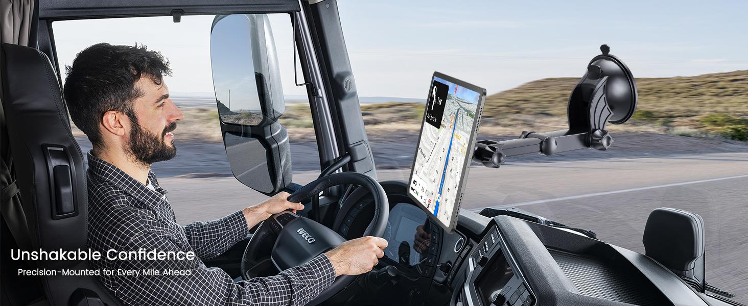 OHLPRO Magnetic Tablet Holder for Car Dashboard & Windshield, Adjustable Suction Cup Mount with Extendable Arm, 360 °     Rotation, Washable Base, Compatible with iPad, for Magsafe iPhones, Tablets