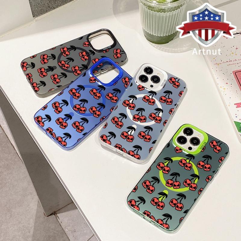 Skull Cherry Party Pattern Magnetic Phone Case for iPhone17 16 15