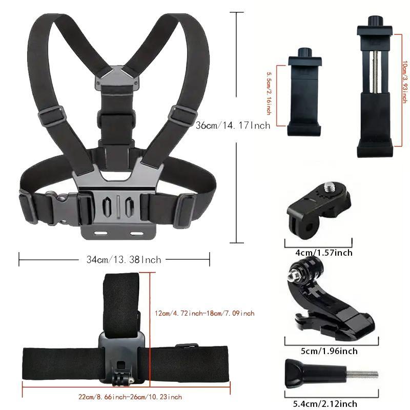 Action Camera Strap Set with Phone Clip, Durable Material Fixing Mount for Gopro/phone/osmo Action, Universal Compatibility Sports Camera Accessories, Adventure Sports